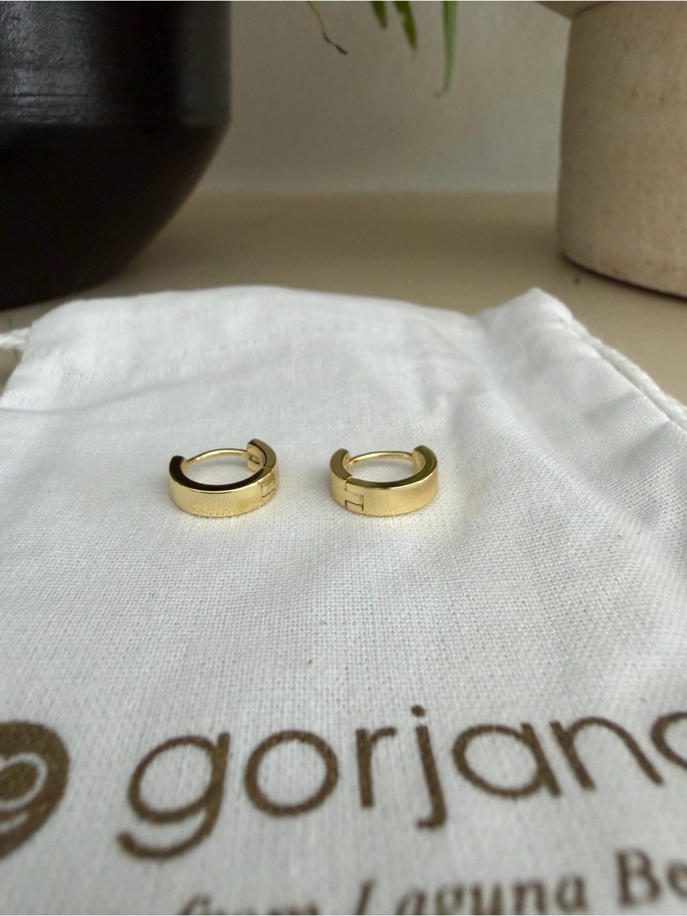 Gorjana Rose Huggie Earrings in Gold